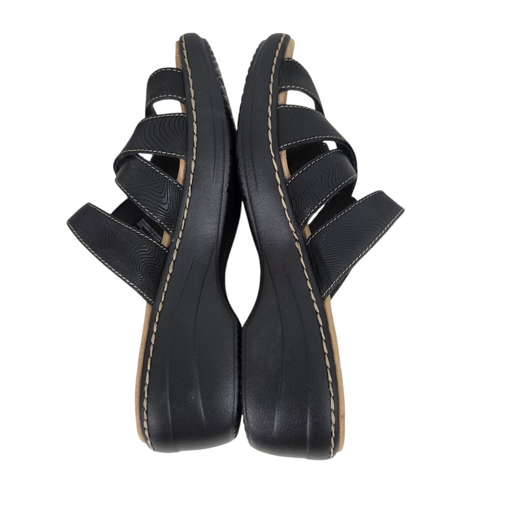 Clarks Merliah Karli Leather Slip On Sandals NEW Black Womens 8 Comfort Mule - Picture 5 of 10
